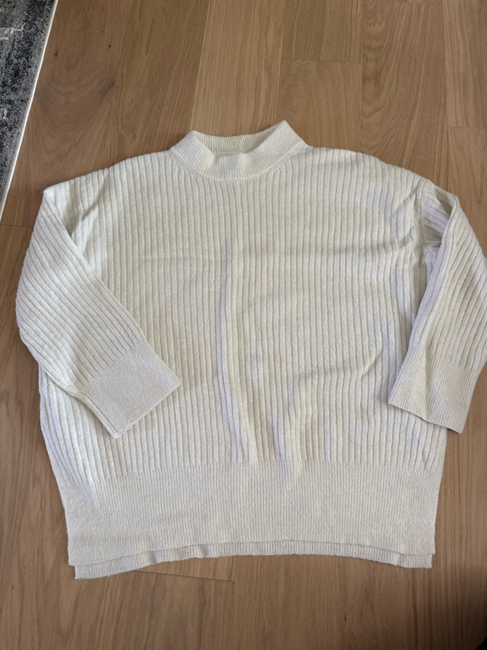 H&M Cream Ribbed Crewneck Sweater